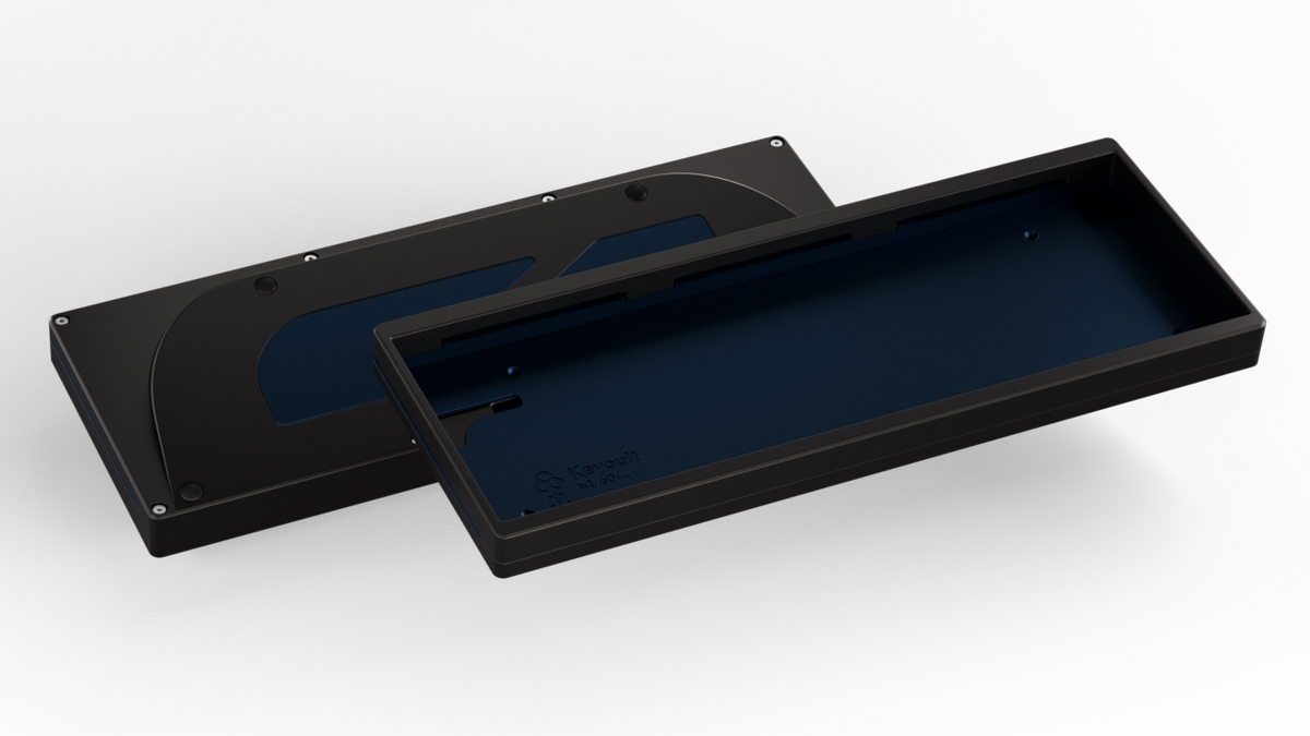 render of a Keycult No. 1 / 60 with a black case and alu navy mid