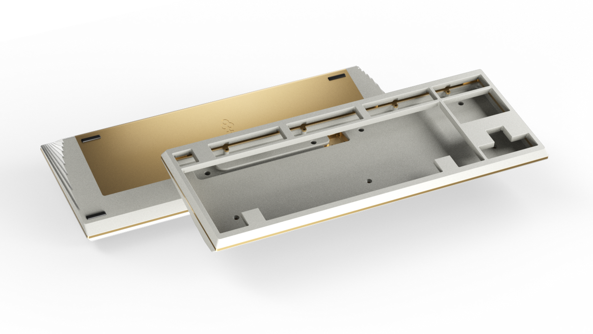 render of Keycult No. 3 white with brass accents