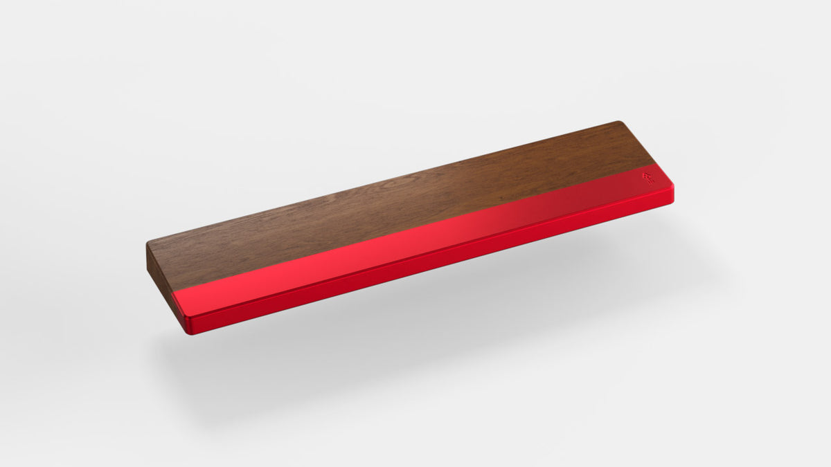  render of 60% walnut wrist rest with red bar 