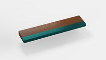 Load image into Gallery viewer, render of 60% walnut wrist rest with dark teal bar