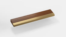 Load image into Gallery viewer, render of 65% walnut wrist rest with brass bar