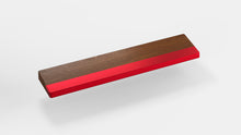 Load image into Gallery viewer, render of 65% walnut wrist rest with red bar