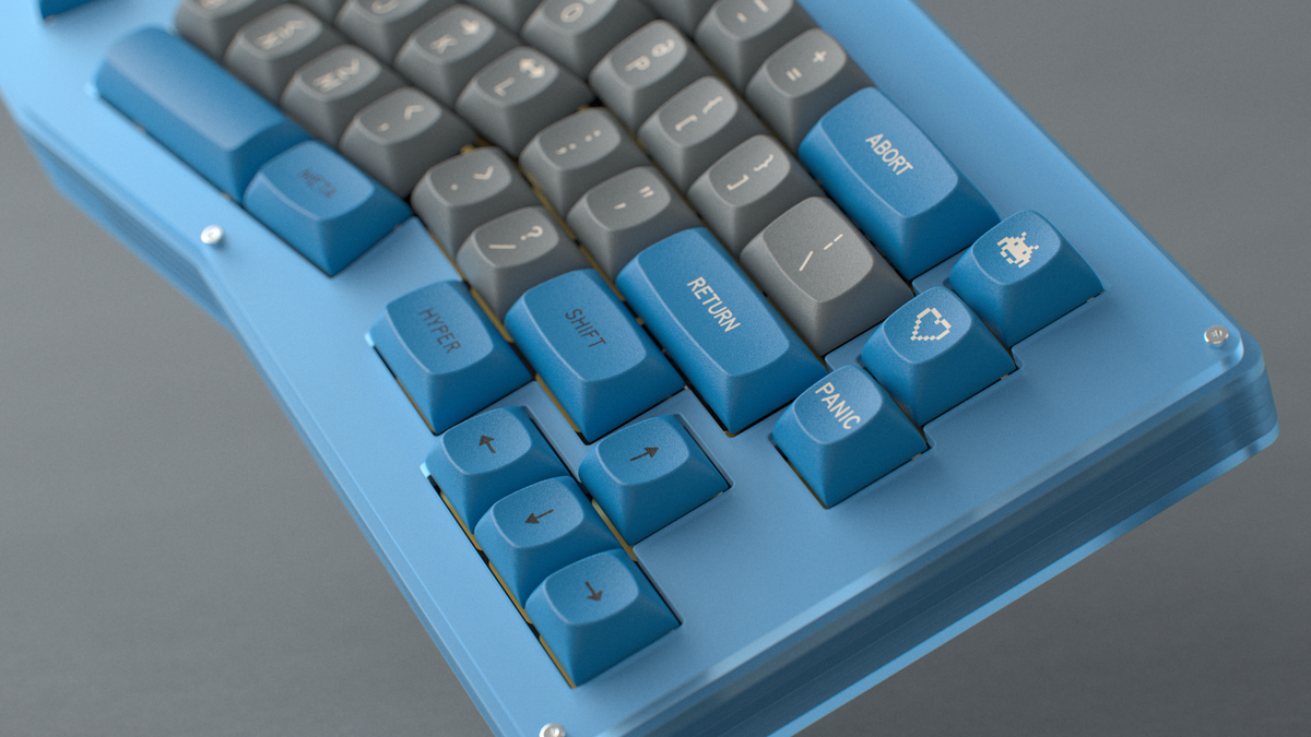  render of MTNU Space Cadet on a Kolibri Keyboard close up on right side 