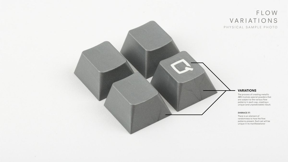  flow variation information for metallic keycaps. 