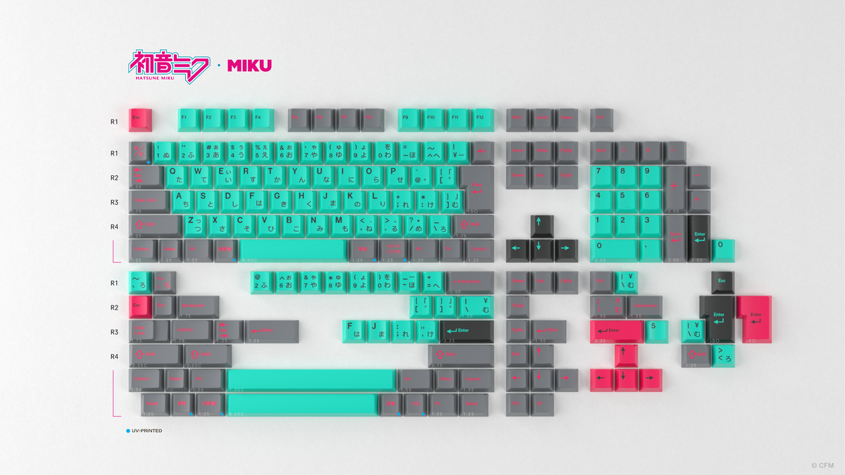  render of GMK CYL Hatsune Miku Miku Base Kit 