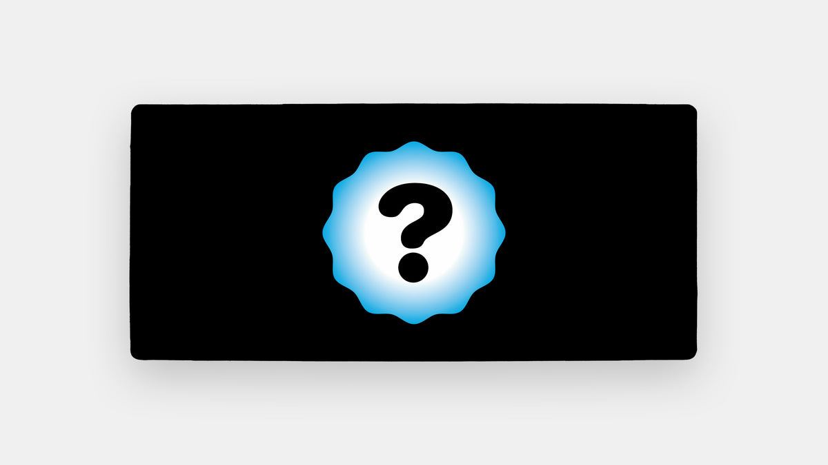  render of a deskpad with a question mark on it to indicate that a random deskpad will be sent 