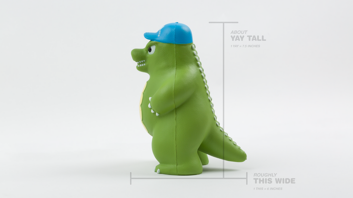  RONZILLA Squishy Kaiju side view showing 7.5" height and 6" width 