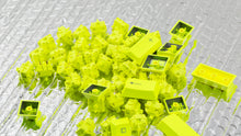 Load image into Gallery viewer, Typeplus Hi! Viz neon yellow mechanical switches close-up showing housing