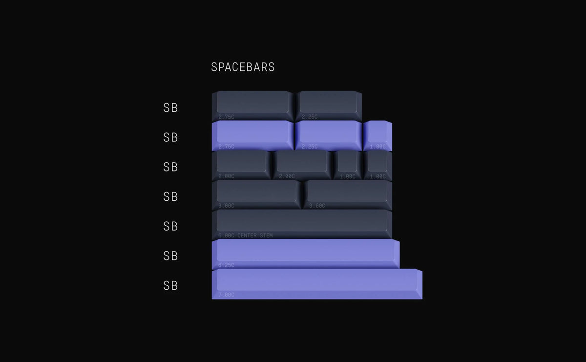  render of GMK CYL Nightshade spacebars kit 