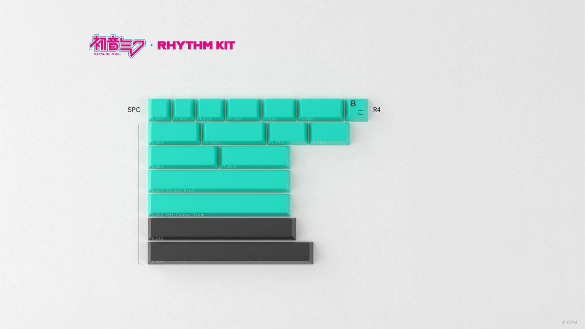  render of GMK CYL Hatsune Miku rhythm spacebars kit 