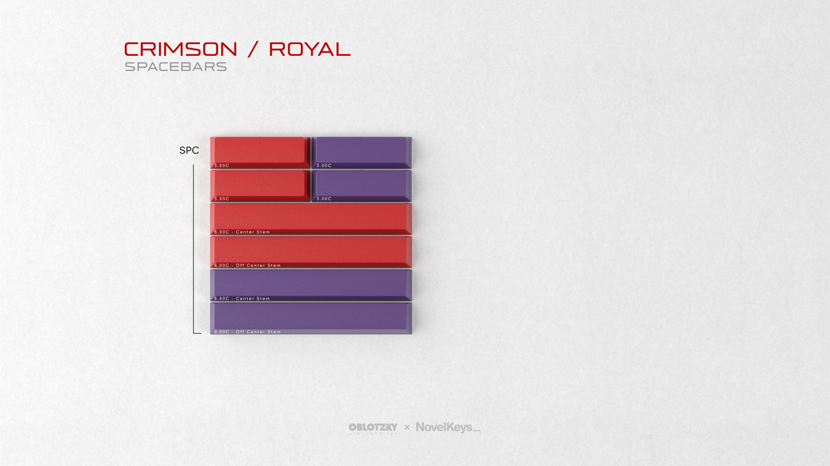  render of GMK CYL Royal/Crimson Cadet spacebars  