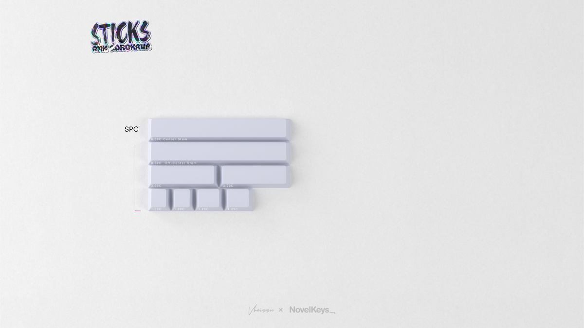  render of GMK CYL Gurokawa sticks spacebar kit 