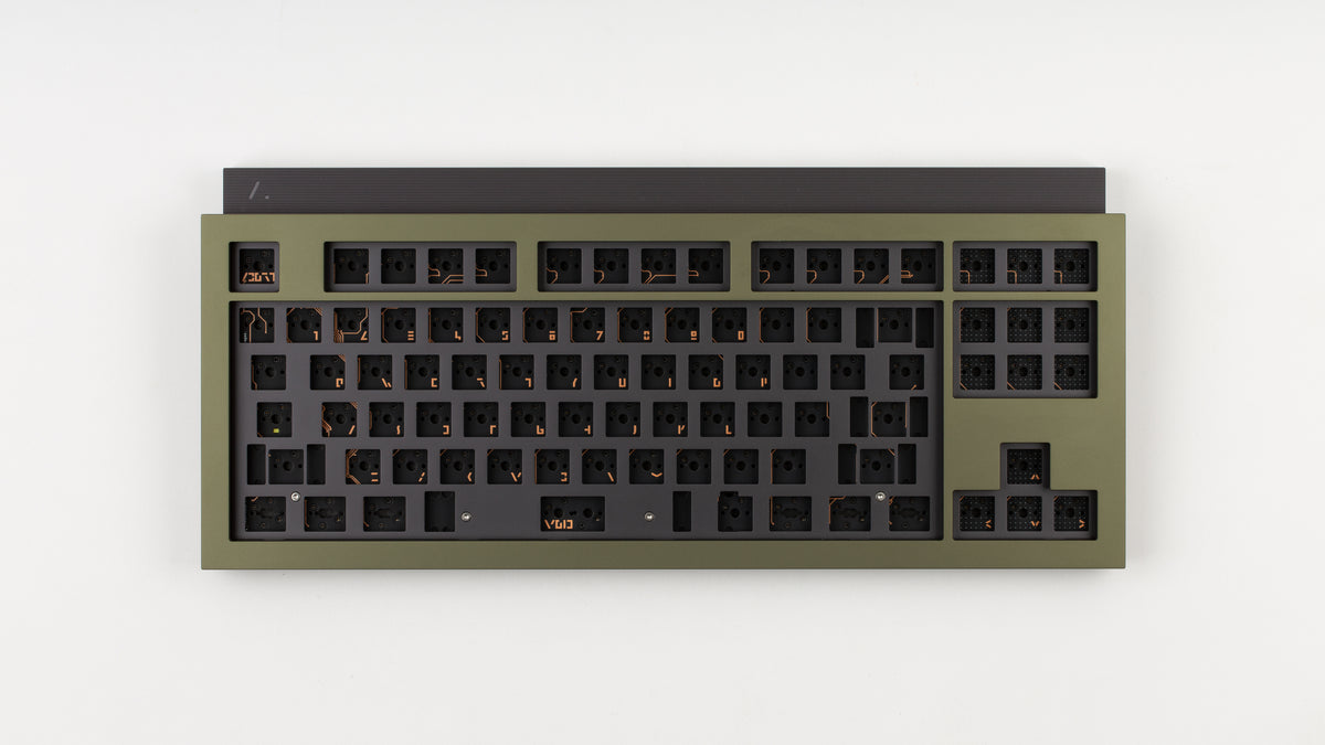Artifact Stratum 80 keyboard in Chlorite Green, top-down view without keycaps
