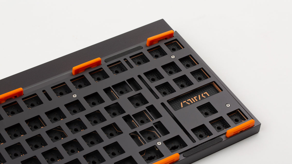 Artifact Stratum 80 isometric close-up showing flexbrick gaskets and Artifact logo on PCB