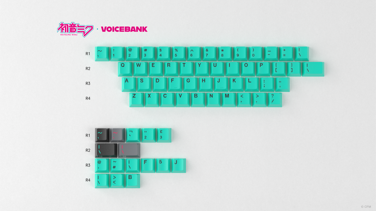  render of GMK CYL Hatsune Miku voicebank alphas kit 