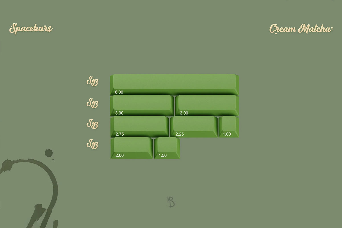  render of GMK CYL Cream Matcha Spacebars Kit 