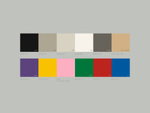 Load image into Gallery viewer, Render of the GMK 2Pack twelve colorways labeled - WoB, Beige, BoW, Dolch, Cafe, Purple, Yellow, Pink, Green, Red, Blue