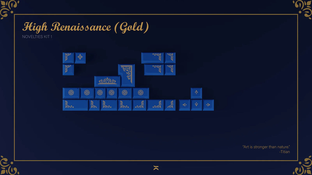  render of GMK CYL Lazurite Gold Novelties Kit 