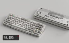 Load image into Gallery viewer, Render of Matrix Carnival keyboard in Coated McFlurry, showing front with keycaps and back with decorative weight