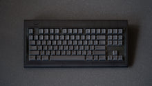 Load image into Gallery viewer, Smurve80 Last Night 7u with black translucent case and gray PBT keycaps, front view on dark stone