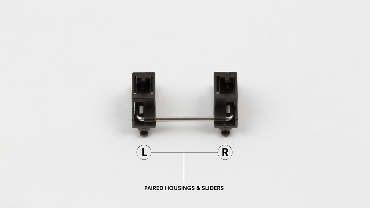  Typeplus 2u stabilizer demonstrating paired housings and sliders 