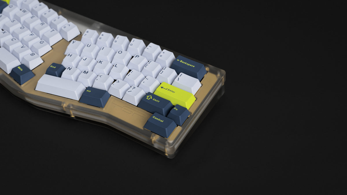  GMK CYL Grand Prix on a clear keyboard zoomed in on right 