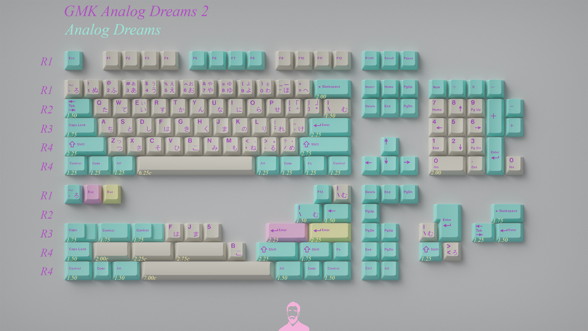  render of GMK Analog Dreams R2 base Kit 