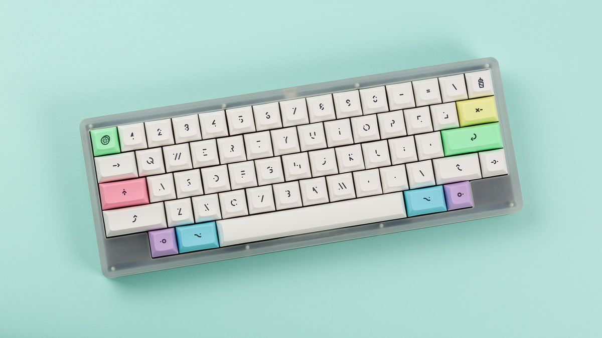  DSA Milkshake on a clear keyboard angled 