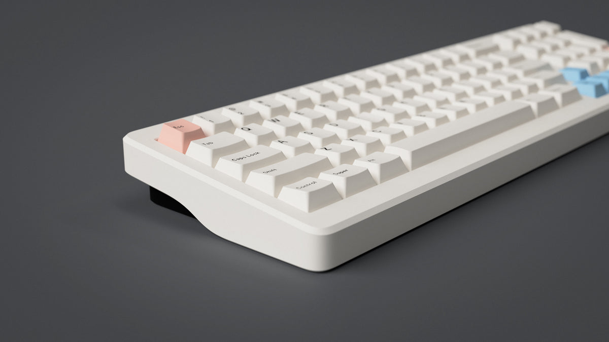  GMK CYL Mr. Sleeves R2 on a white keyboard zoomed in on left 