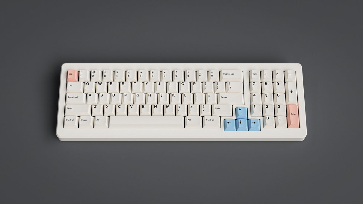  GMK CYL Mr. Sleeves R2 on a white keyboard centered 