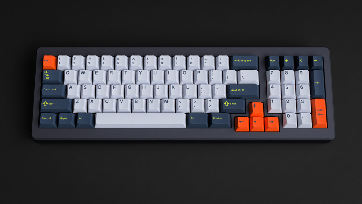  GMK CYL Grand Prix on a blue keyboard centered 