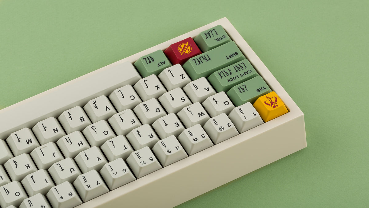  GMK CYL Boba Fett on a white keyboard zoomed in left 