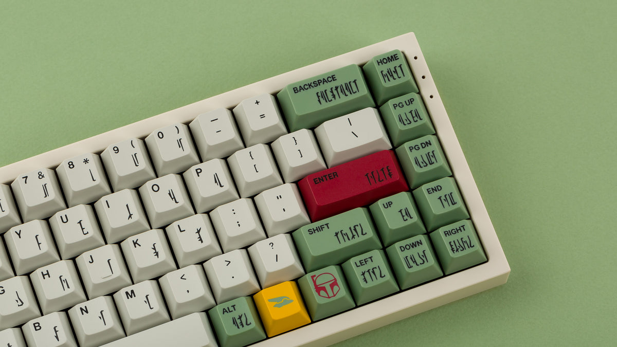  GMK CYL Boba Fett on a white keyboard zoomed in right 