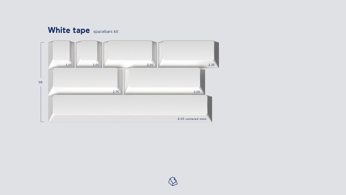  render of GMK CYL Parcel white tape spacebars kit 
