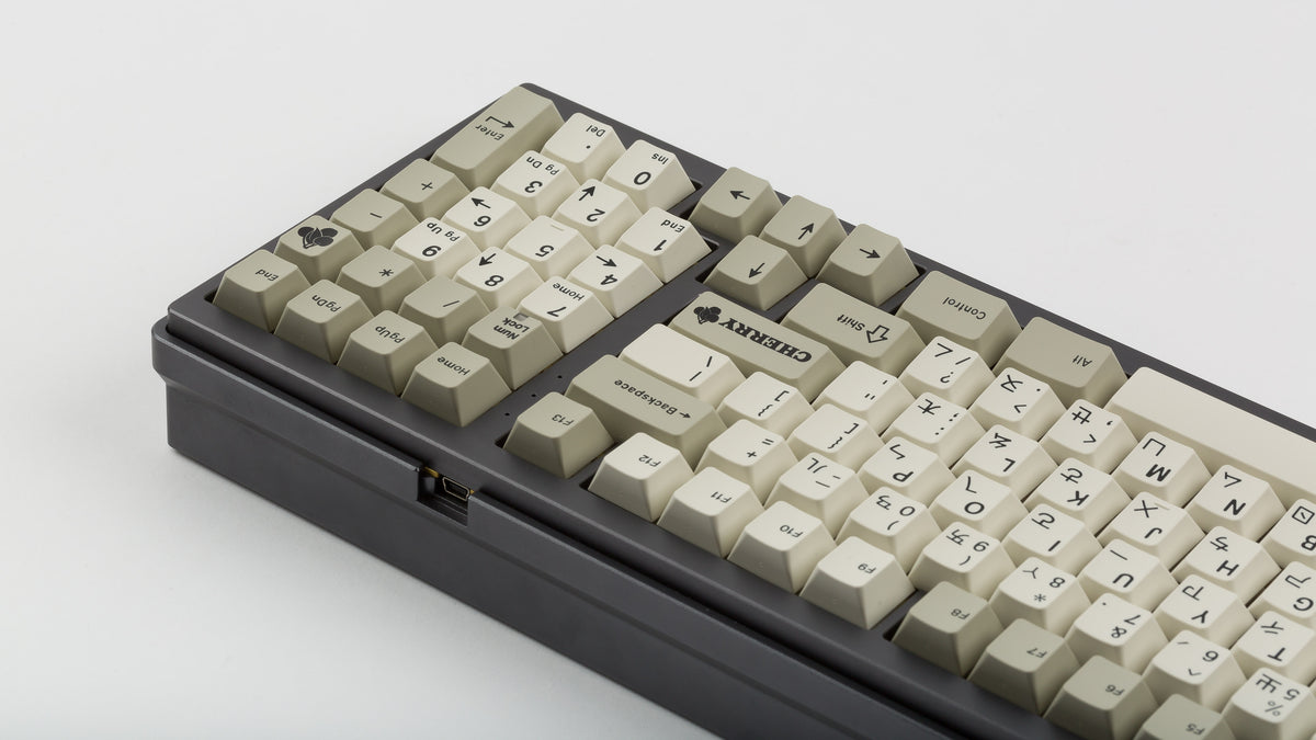  GMK CYL Classic Retro Zhuyin on a dark grey keyboard back view right side 