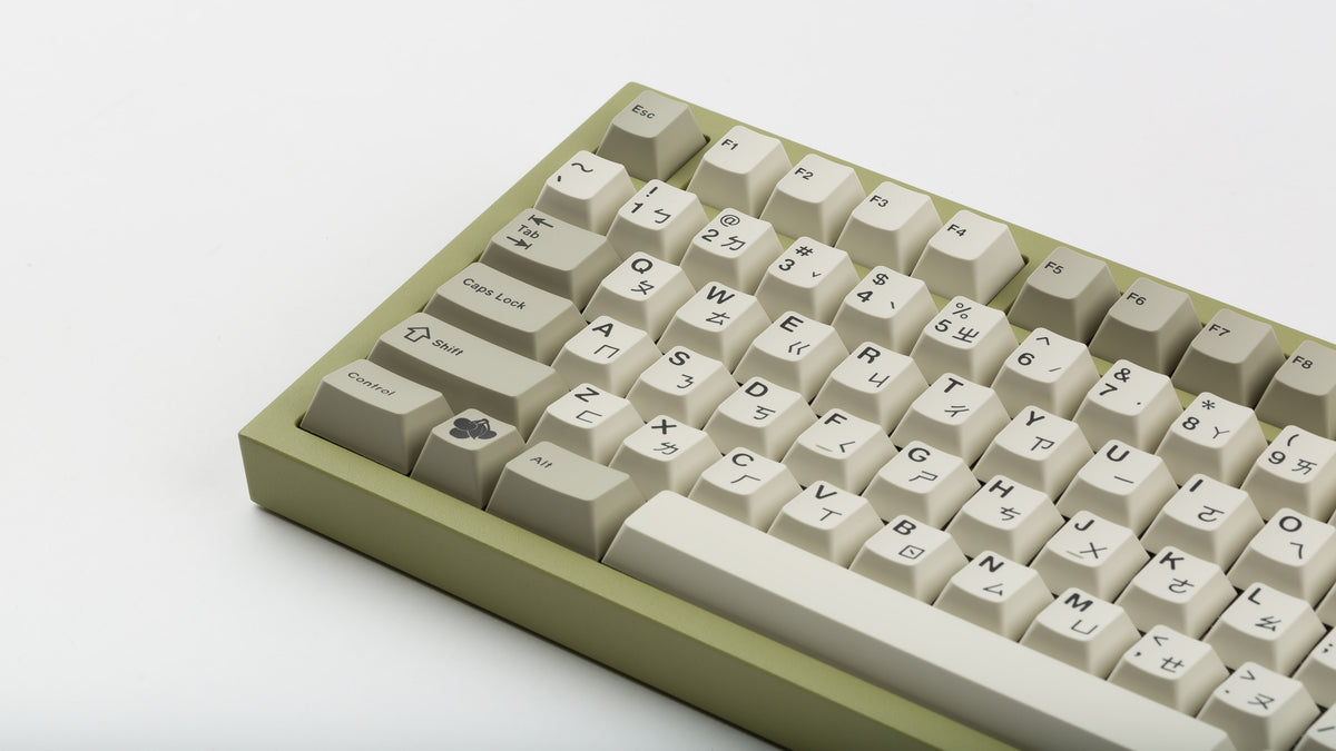  GMK CYL Classic Retro Zhuyin on a green NK87 zoomed in on left 