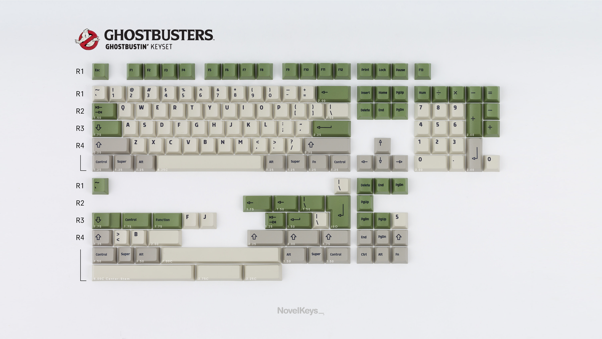  Render of Ghostbustin PBT Keycaps base kit 