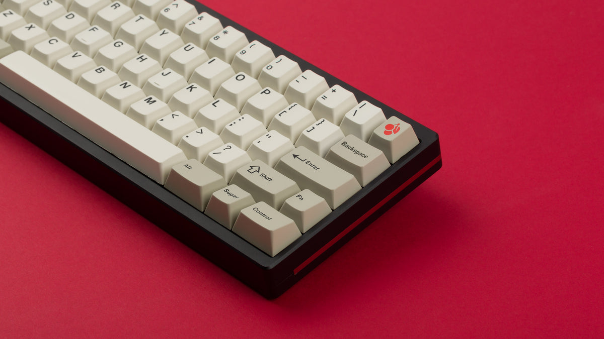  GMK CYL Hineybeige on a black and red keyboard back view close up on right 