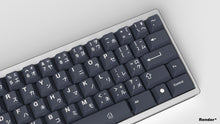 Load image into Gallery viewer, GMK CYL Honor dark base on a silver keyboard zoomed in on right