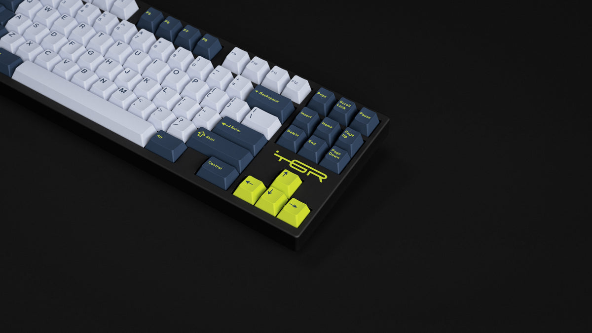  GMK CYL Grand Prix on a black keyboard zoomed in on right 
