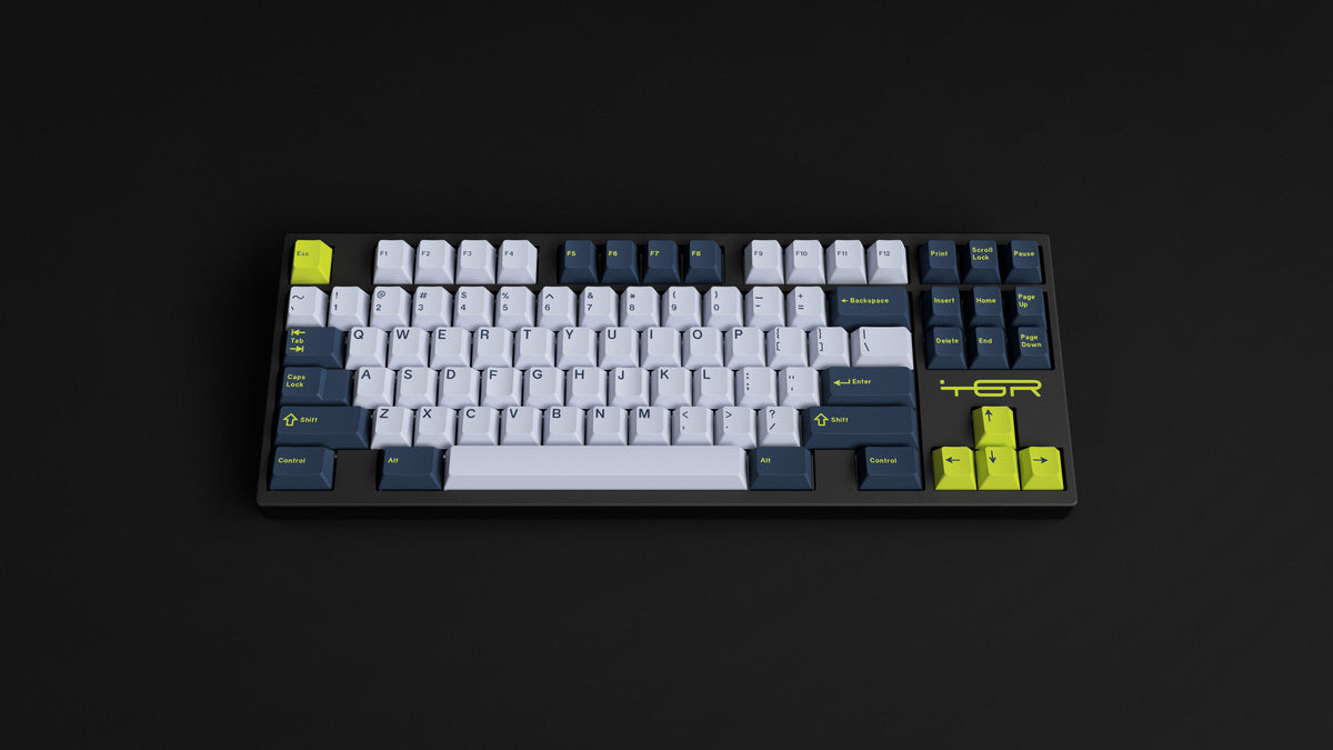  GMK CYL Grand Prix on a black keyboard centered 