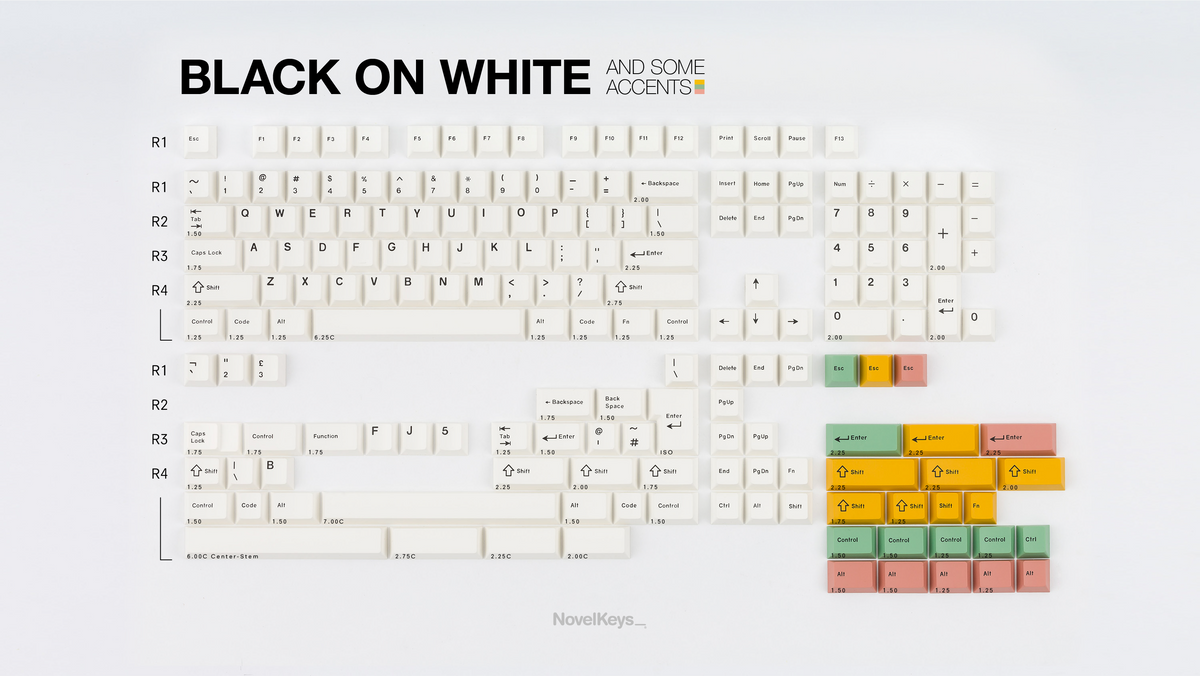 Key Kobo Black on White NovelKeys LLC