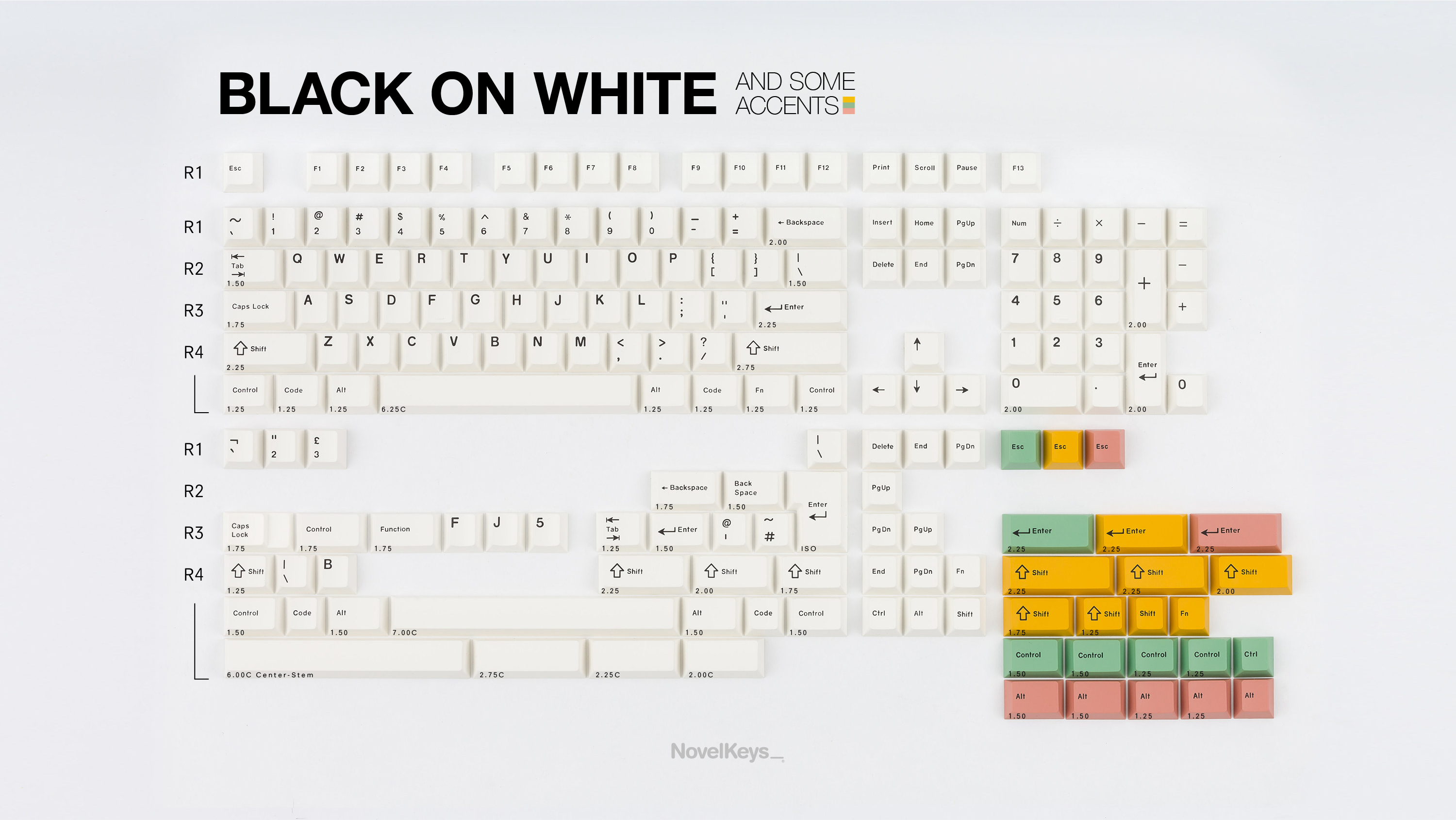 Key Kobo Black on White ABS Double-Shot Keycaps