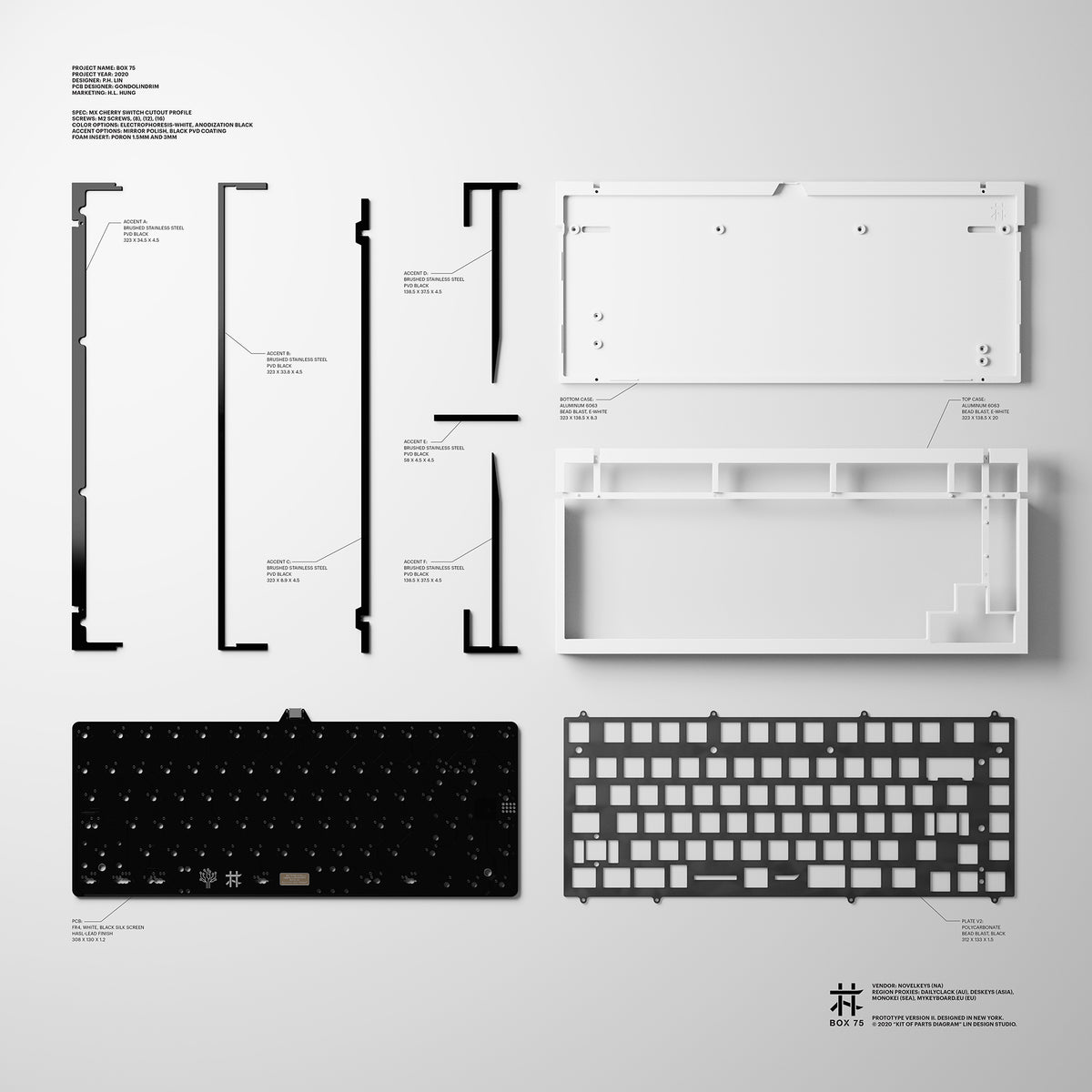  render of a parts list of a box 75 but with a white case 