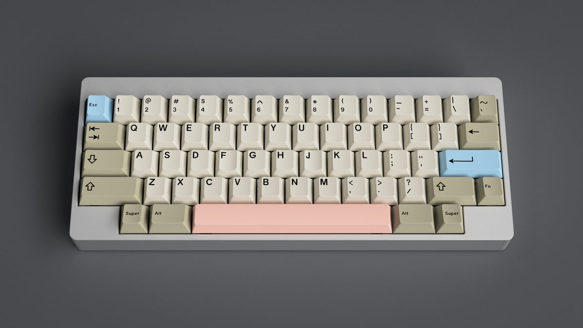  GMK CYL Mr. Sleeves R2 on a silver keyboard centered 