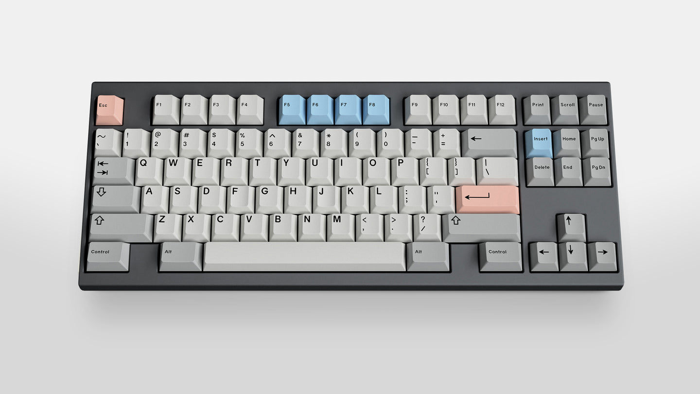GMK CYL Mr. Sleeves R2 on a gray keyboard centered