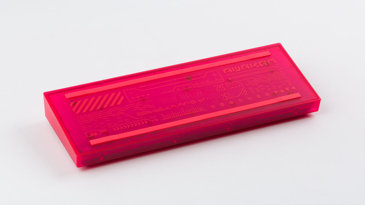  pink case featuring awaken keycaps bottom view 