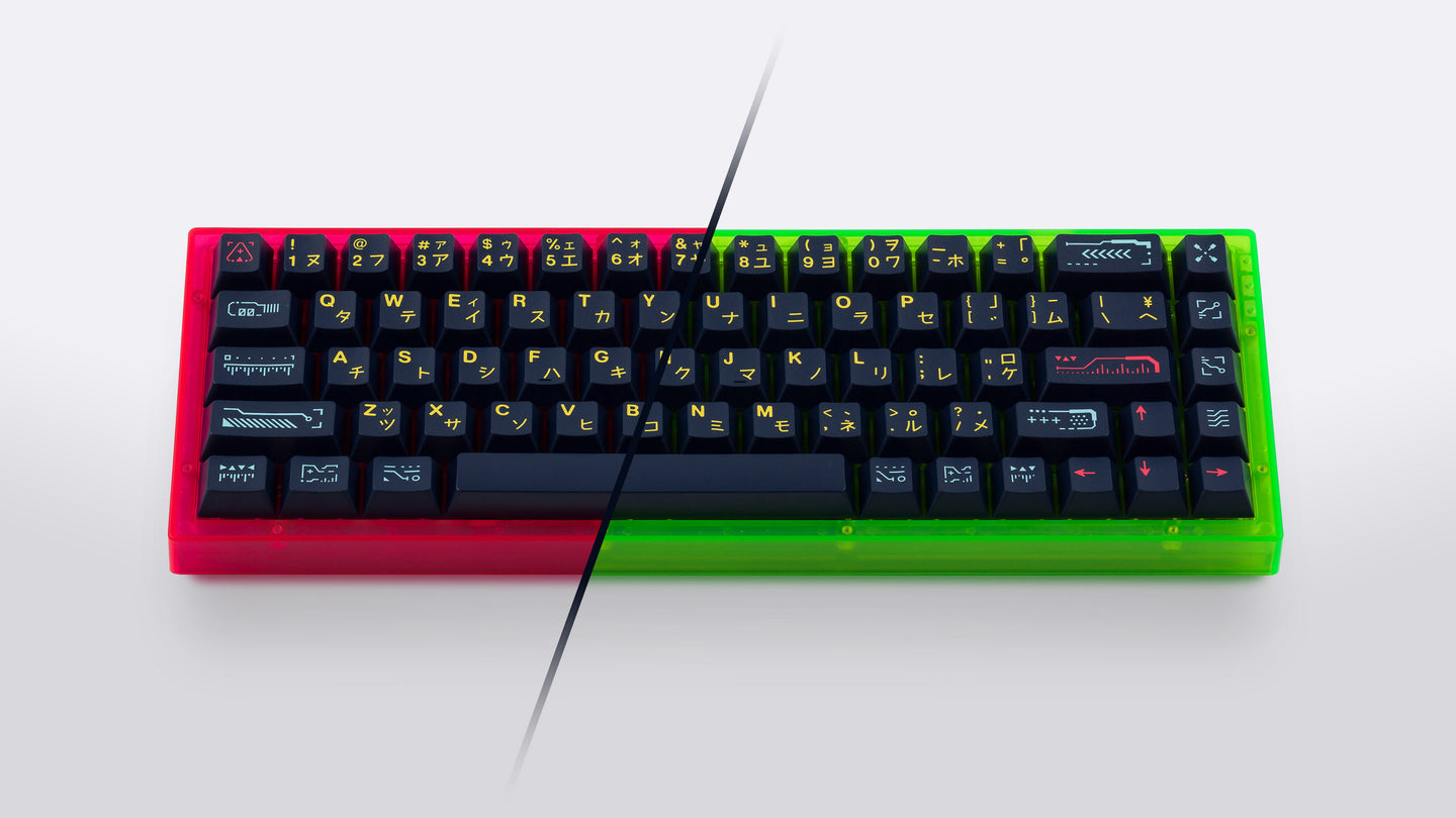 pink and green case preview featuring awaken keycaps