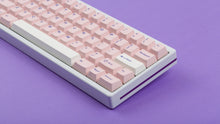 Load image into Gallery viewer, Cherry Blossom on a white keyboard zoomed in right 