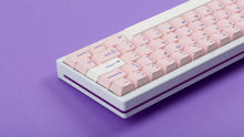 Load image into Gallery viewer, Cherry Blossom on a white keyboard zoomed in right back 